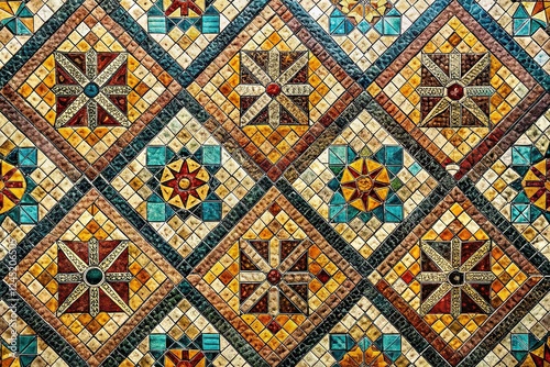 Abstract Geometric Mosaic Wallpaper Texture Double Exposure Stock Photo