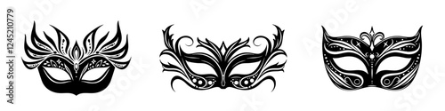 Set Collection Elegant Brazilian Carnival Mask Illustration