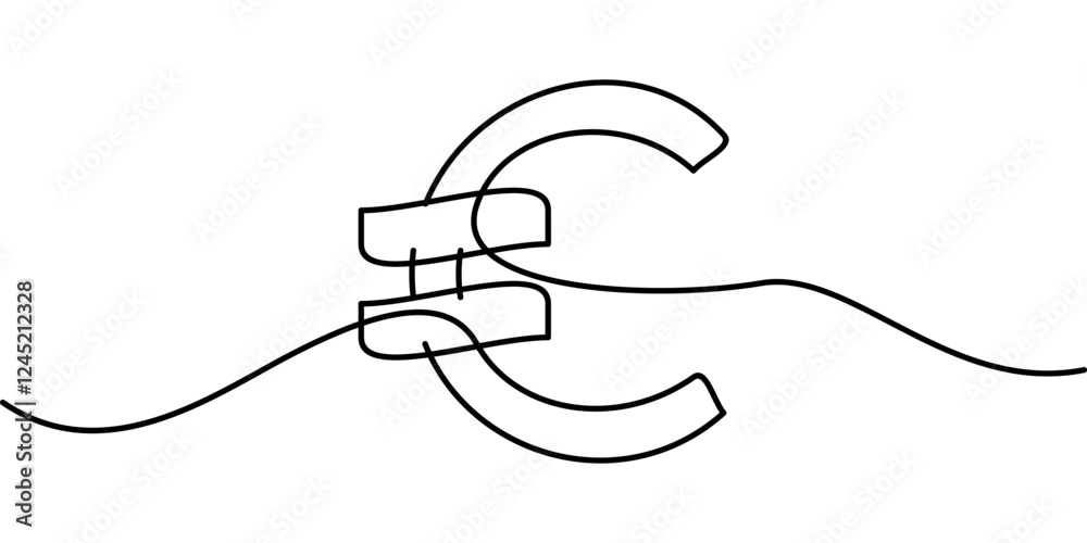 Fototapeta premium continuous line drawing of euro symbol. abstract line art illustration