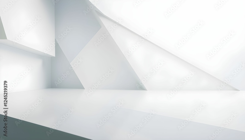 Abstract White Geometric Shapes Background, Minimalist Modern Architecture Design, Clean Lines and Angles, Contemporary Interior Space. Abstract White Geometric Shapes Background, Minimalist Modern Architecture Design, Clean Lines and Angles, Contemporary Interior Space.