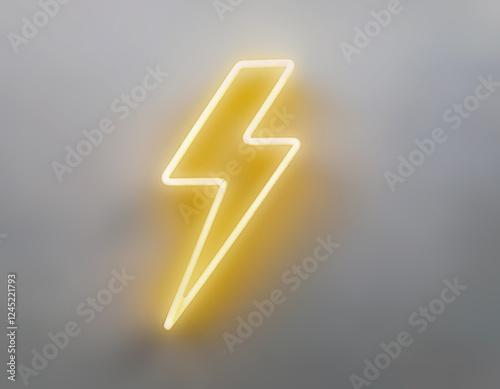 Luz neon de rayo amarillo en fondo verde plantas trepadoras