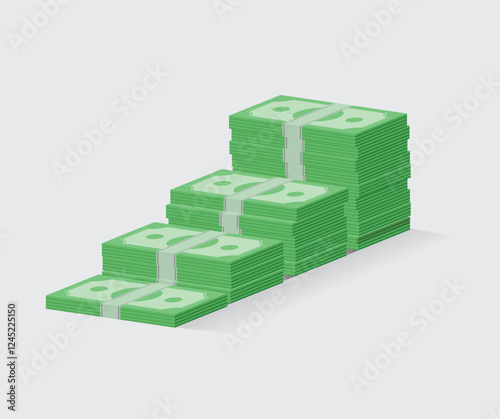 Isometric banknote stairs Vector stock illustration