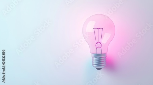 Isolated Pink Light Bulb on White Background in Soft Art Style with Minimalistic Aesthetic for Creative Projects