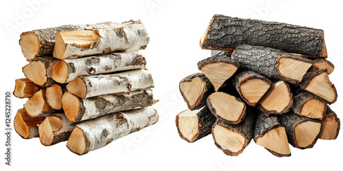 Wallpaper Mural Stacked Logs of Birch and Oak Wood for Rustic Decoration Torontodigital.ca