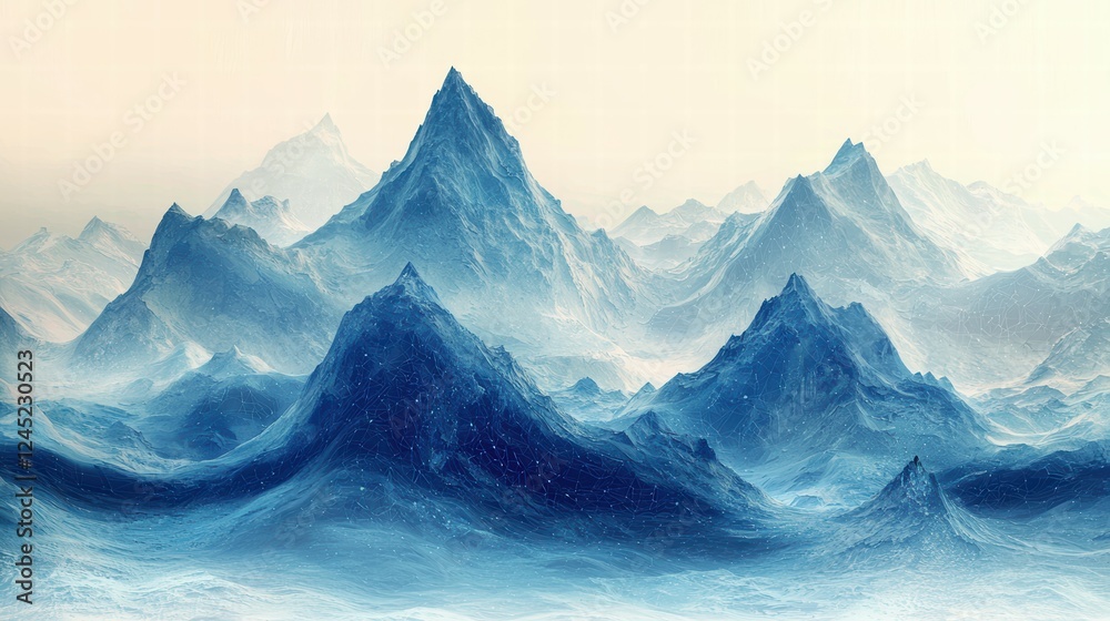 Fototapeta premium Majestic Digital Landscape of Mountain Ranges Under Soft Light