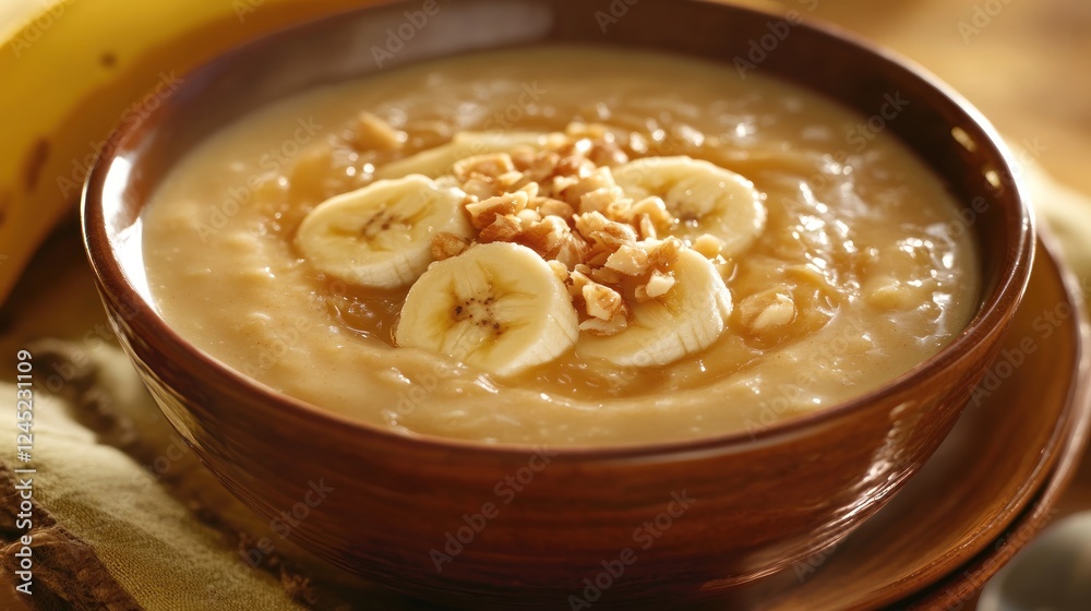 Delicious Creamy Banana Oatmeal with Toasted Nuts Delicious Creamy Banana Oatmeal with Toasted Nuts