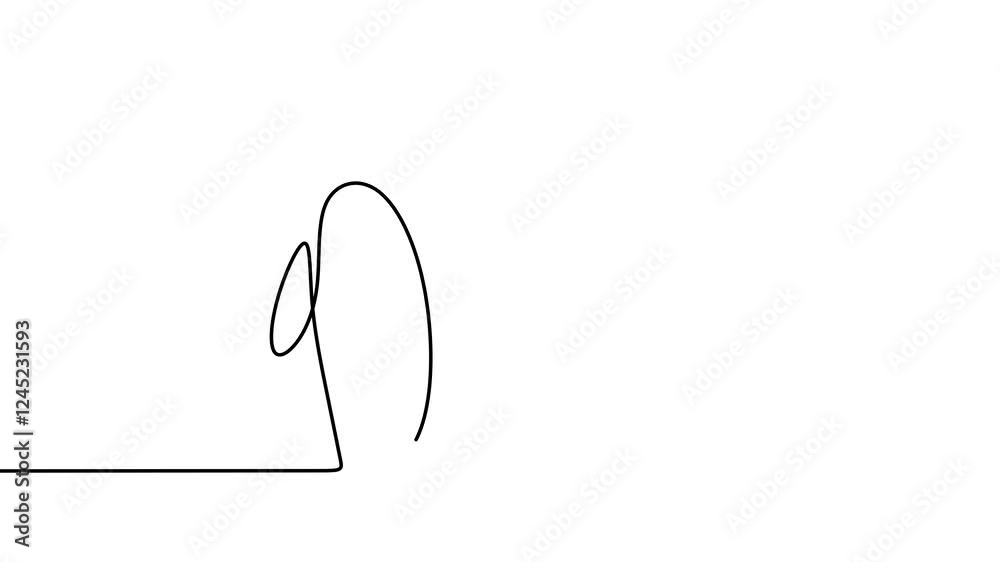 Continuous one line drawing animation of penguin isolated on white background. Three penguins are standing nearby. Hand drawn minimalism style. Penguins family. Wildlife animal concept. Continuous one line drawing animation of penguin isolated on white background. Three penguins are standing nearby. Hand drawn minimalism style. Penguins family. Wildlife animal concept.
