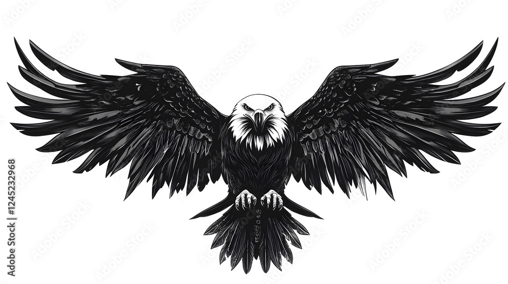 Fototapeta premium Majestic Eagle in Flight: Powerful Graphic Design