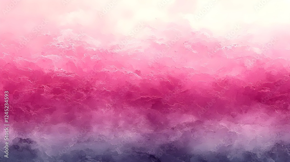 Obraz premium A mesmerizing abstract illustration featuring layers of soft pink and purple clouds blending harmoniously, creating a serene gradient effect.