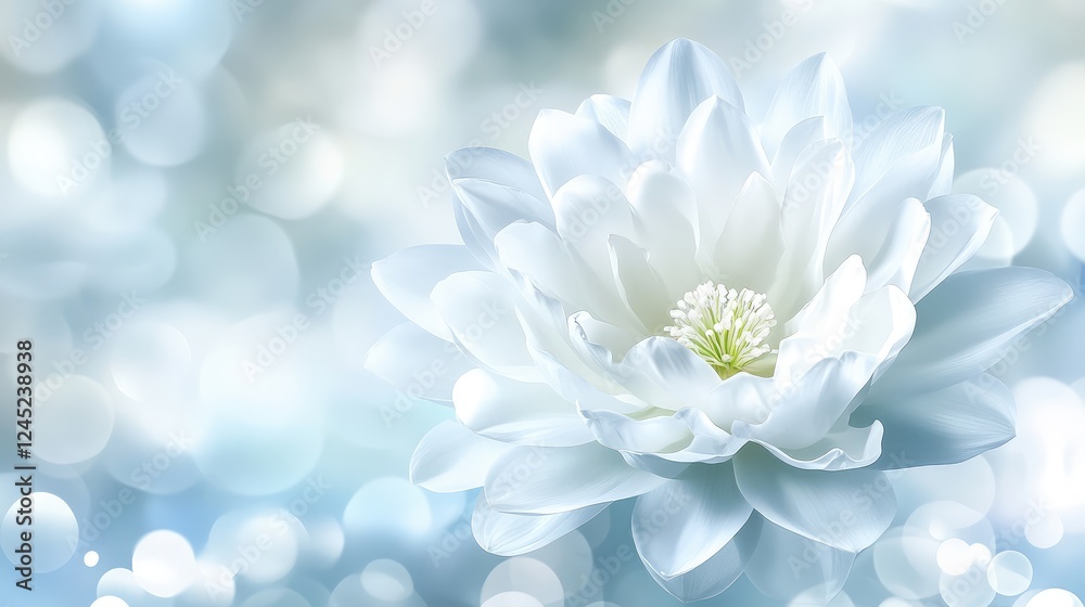 Fototapeta premium A single perennial flower against a soft, blurred background, with plenty of room for customization or promotional content.