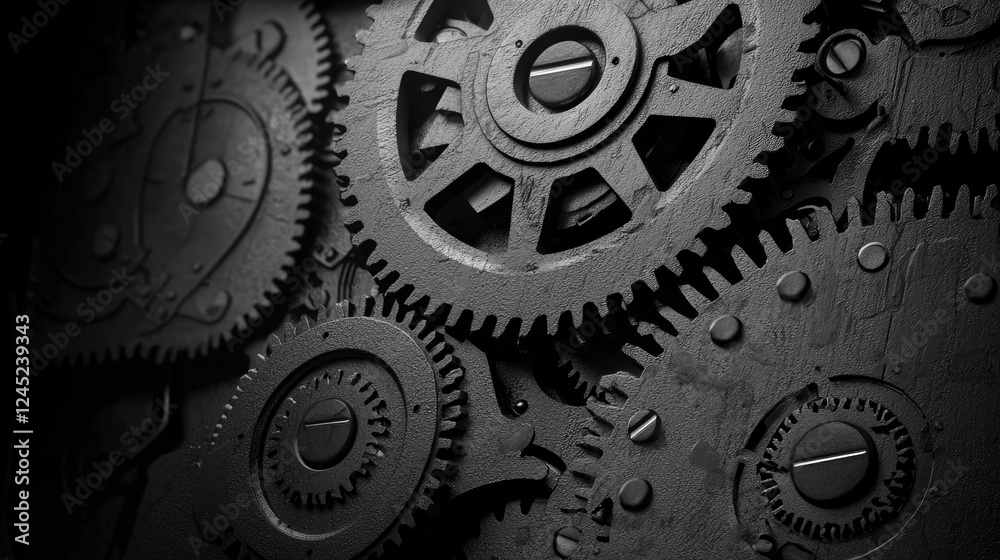 Interlocking Metal Gears Complex Machinery System Interlocking Metal Gears Complex Machinery System