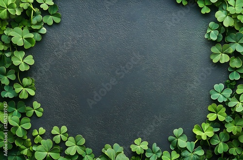 Shamrocks on a green background celebrate St. Patrick's Day. space for text. copy space