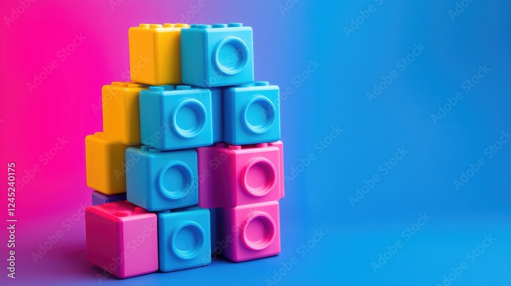 A stack of building blocks with the final piece being placed, symbolizing the completion of a successful project. A stack of building blocks with the final piece being placed, symbolizing the completion of a successful project.