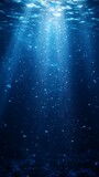 Underwater sunbeams, ocean floor, bubbles, dark depth, background texture, marine life design