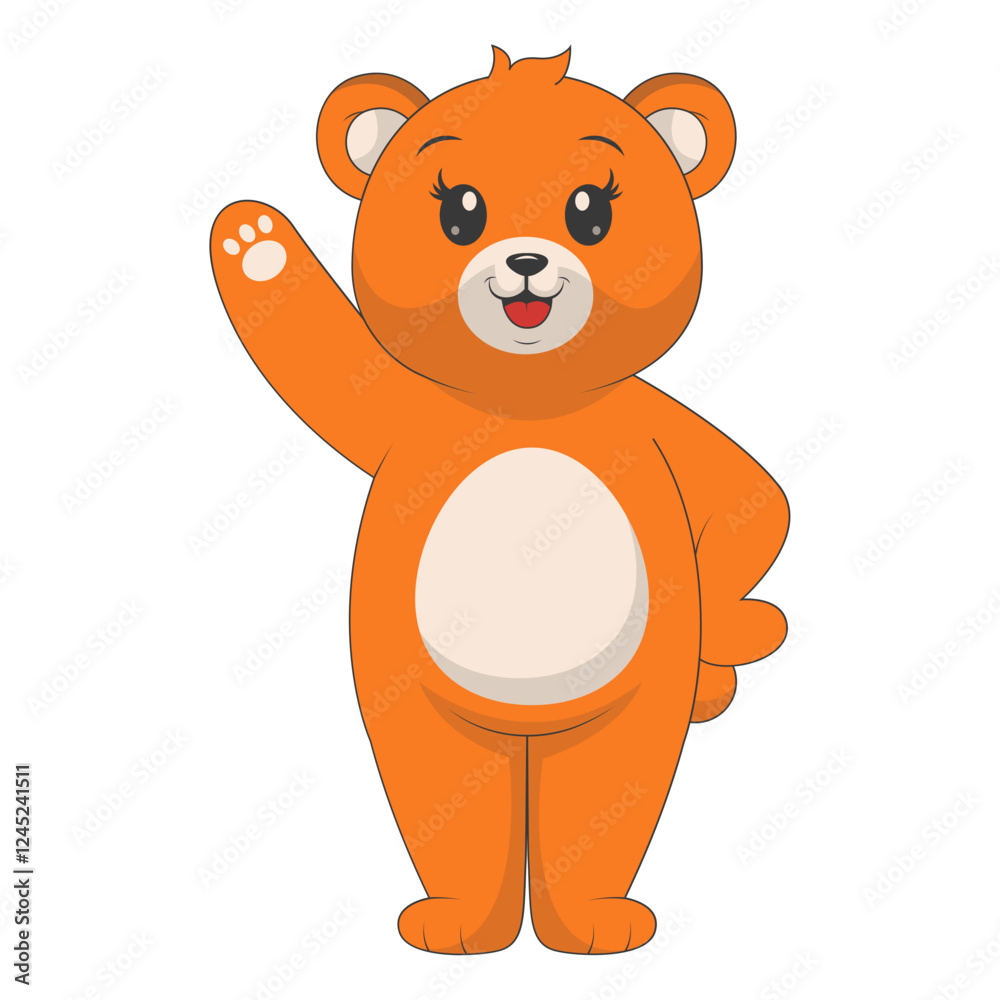 Obraz premium Cute Cartoon Bear Isolated on White Background. Vector Character Design.