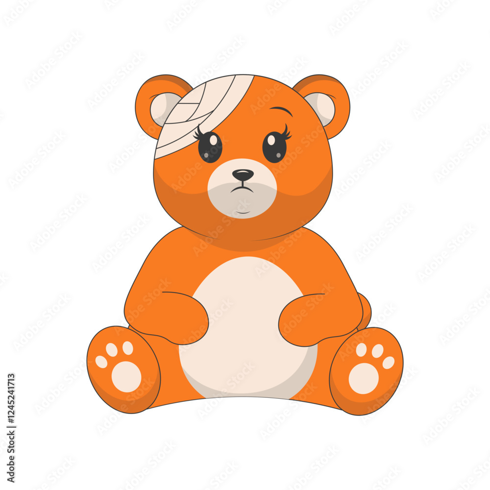 Fototapeta premium Cute Cartoon Bear Isolated on White Background. Vector Character Design.