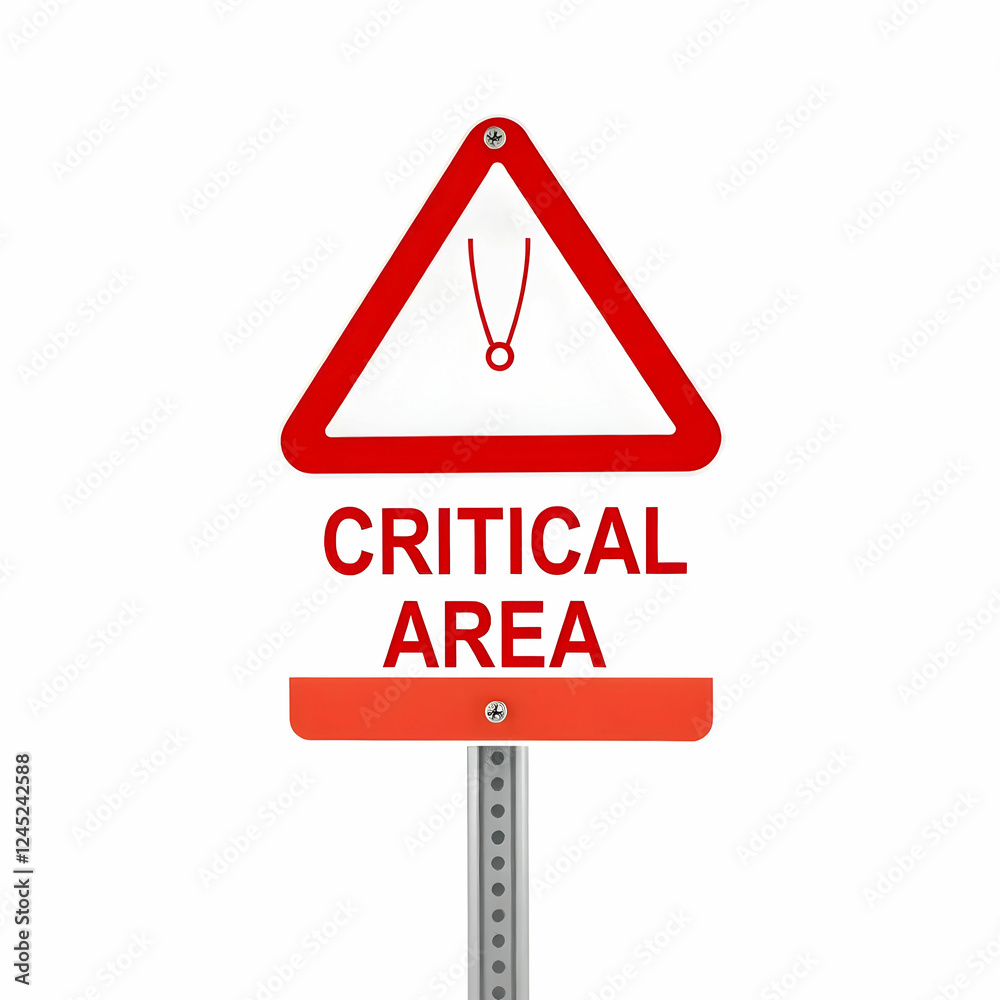 a red Critical area warning sign isolated on the white background a red Critical area warning sign isolated on the white background