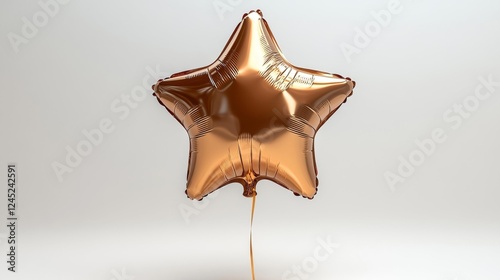 Shiny Gold Star Balloon Isolated on White. Generative AI photo