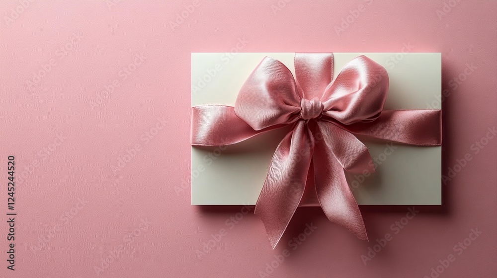 Elegant Pink Gift Box with Satin Bow. Generative AI Elegant Pink Gift Box with Satin Bow. Generative AI
