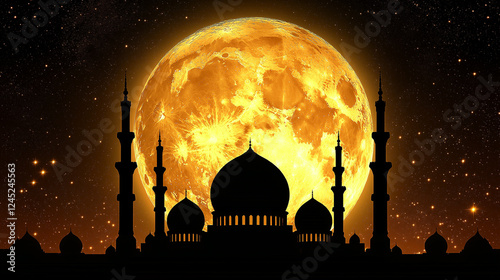 A Majestic Mosque Under the Bright Moonlit Sky