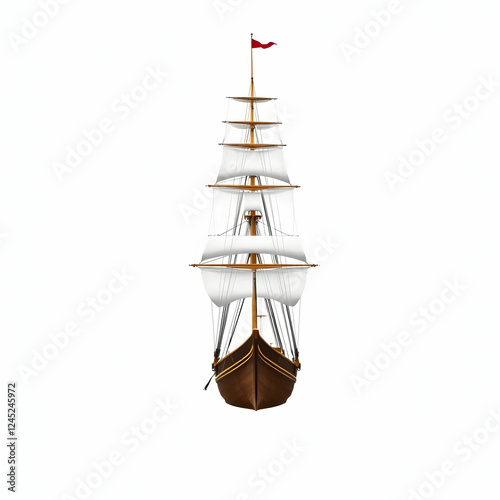 a tall ship isolated on the white background