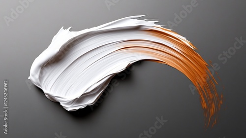 Abstract Swirl of White and Orange Paint