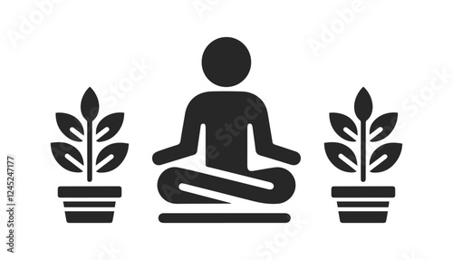 stick man icon stickman figure isolated meditating in lotus position, yoga, meditation, on a transparent background