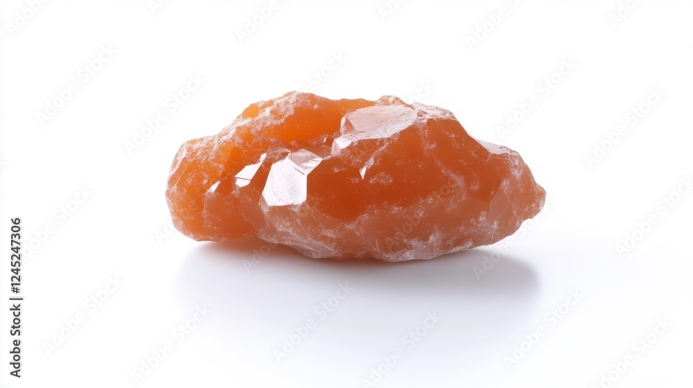 Orange Calcite Mineral on White Isolated Background. Generative AI Orange Calcite Mineral on White Isolated Background. Generative AI