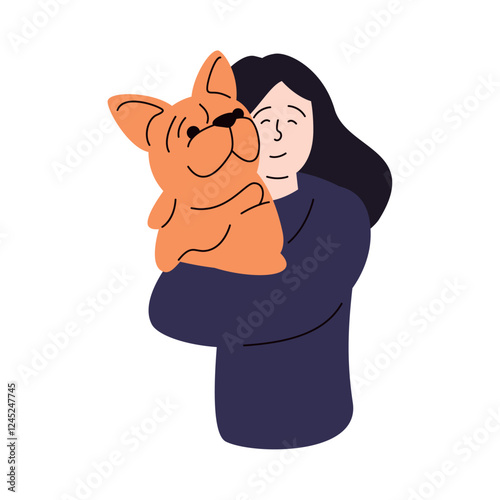 Woman Embracing Big Dog Icon