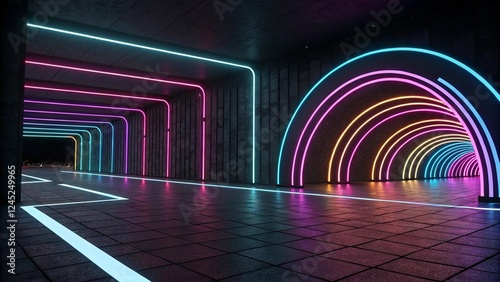 Neon Tunnel with Vibrant Colorways photo