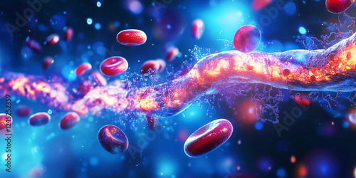 Plasma Lipid Profile Depiction Showing Blood Sample Composition with Swirling Metabolic Patterns