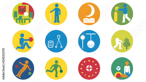 Colourful Daily Activities Pictogram Set