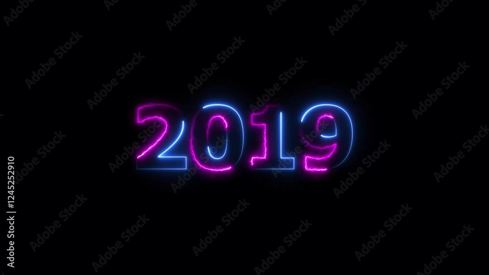 Neon countdown 2019 Sal number icon text background 4k animation. Neon countdown 2019 Sal number icon text background 4k animation.