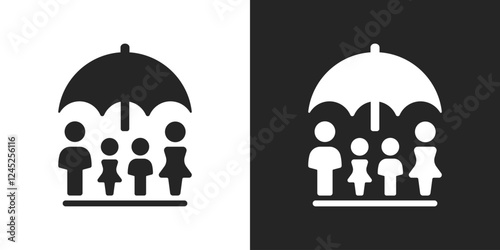Family insurance secure black and white icon vector design