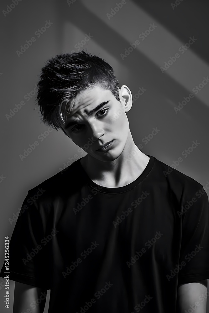 Fototapeta premium Portrait of a young man on a gray background