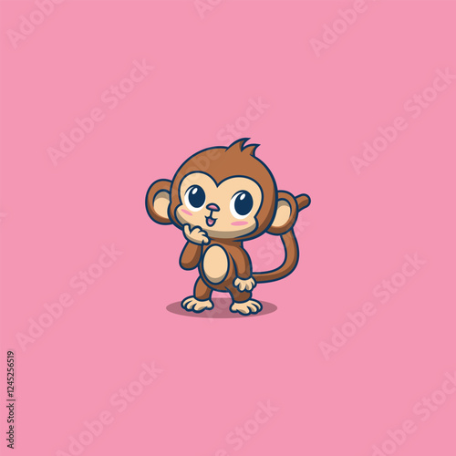 Cartoon Monkey when thinking about something