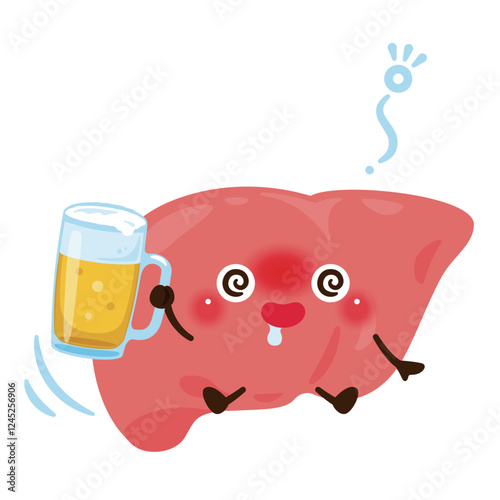 アルコールの影響を受ける肝臓のキャラクター