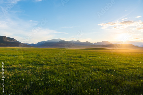 Big Blue Sky Over Mountains And Prairie