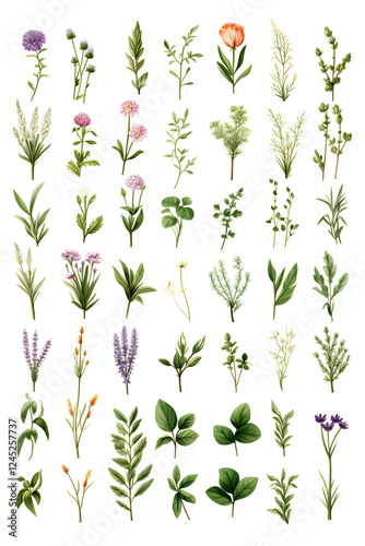 Wallpaper Mural Digital watercolor herbs clipart set print pattern flower abstract graphic poster background Torontodigital.ca