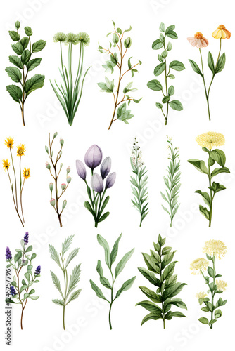 Wallpaper Mural Digital watercolor herbs clipart set print pattern flower abstract graphic poster background Torontodigital.ca