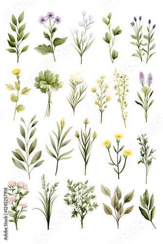 Wallpaper Mural Digital watercolor herbs clipart set print pattern flower abstract graphic poster background Torontodigital.ca