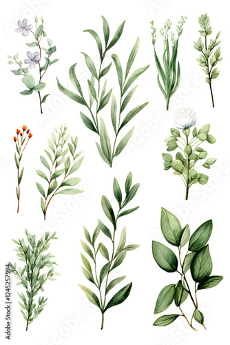 Wallpaper Mural Digital watercolor herbs clipart set print pattern flower abstract graphic poster background Torontodigital.ca