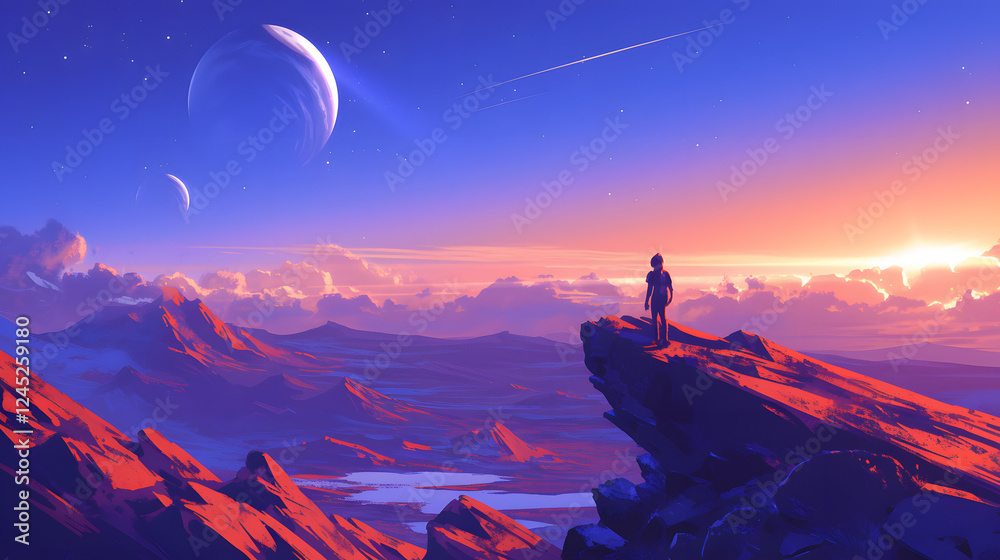 Fototapeta premium planet outer space anime style