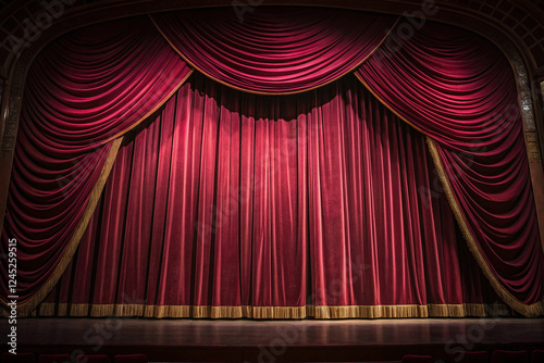 Wallpaper Mural red curtain with spotlight generative ai Torontodigital.ca