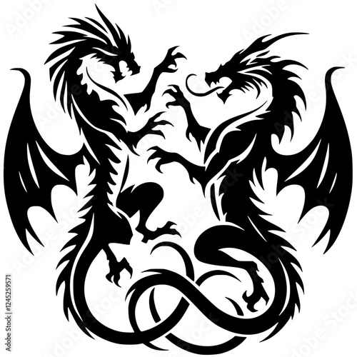 Silhouette of two dragons