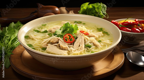 Aromatic Chicken Noodle Soup with Chili and Herbs