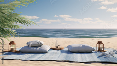Serene Beach Picnic Setup with Ocean View