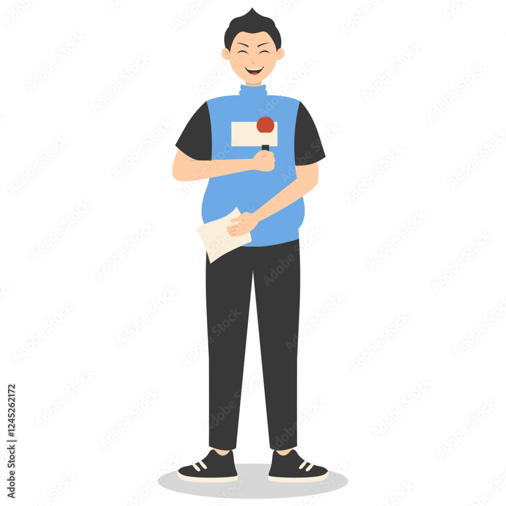 Professional Journalist Cartoon Character. Isolated on White Background. Professional Journalist Cartoon Character. Isolated on White Background.