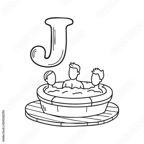 An illustration of Jacuzzi with letter J beside it