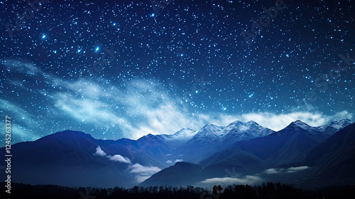 Majestic Mountains under a Starry Night Sky